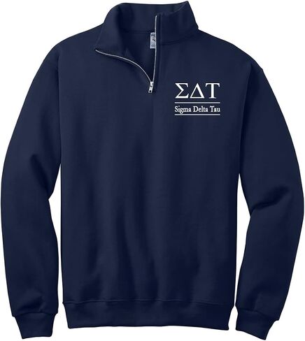 Sigma Delta Tau Sorority Quarter Zip Pullover Sweatshirt - Sig Deltas Cadet Collar Sweater - SDT Spirit Wear Gifts in Saudi Arabia