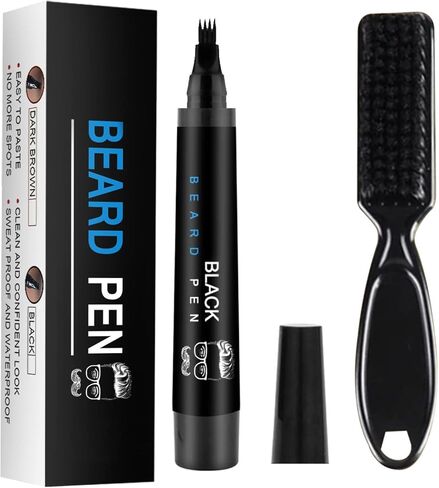 Beard Pen for Men, Beard Pencil Filler for Men, Waterproof Beard Filling Pen Kit with Water Proof Beard Filling Pen and Beard Brush Beard Pen Filler, Creates Natural Looking Beard in Saudi Arabia