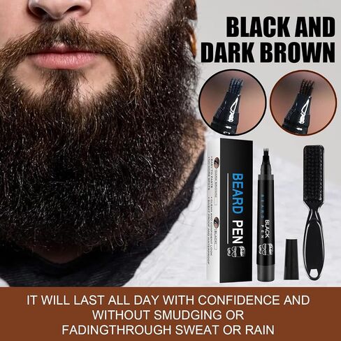 Beard Pen for Men, Beard Pencil Filler for Men, Waterproof Beard Filling Pen Kit with Water Proof Beard Filling Pen and Beard Brush Beard Pen Filler, Creates Natural Looking Beard in Saudi Arabia