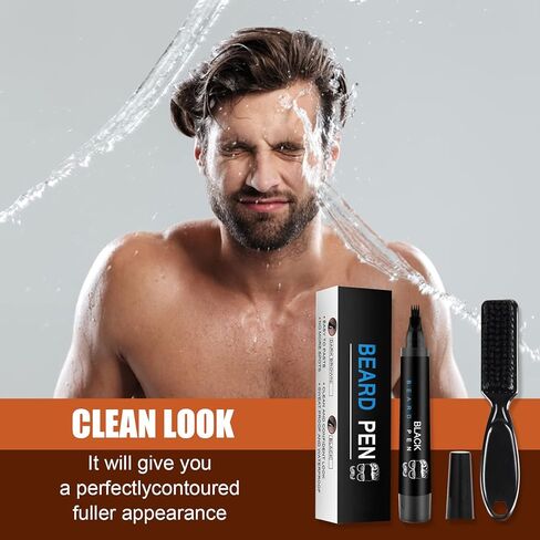 Beard Pen for Men, Beard Pencil Filler for Men, Waterproof Beard Filling Pen Kit with Water Proof Beard Filling Pen and Beard Brush Beard Pen Filler, Creates Natural Looking Beard in Saudi Arabia