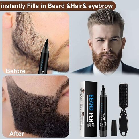 Beard Pen for Men, Beard Pencil Filler for Men, Waterproof Beard Filling Pen Kit with Water Proof Beard Filling Pen and Beard Brush Beard Pen Filler, Creates Natural Looking Beard in Saudi Arabia