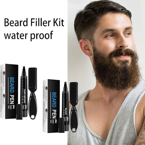 Beard Pen for Men, Beard Pencil Filler for Men, Waterproof Beard Filling Pen Kit with Water Proof Beard Filling Pen and Beard Brush Beard Pen Filler, Creates Natural Looking Beard in Saudi Arabia