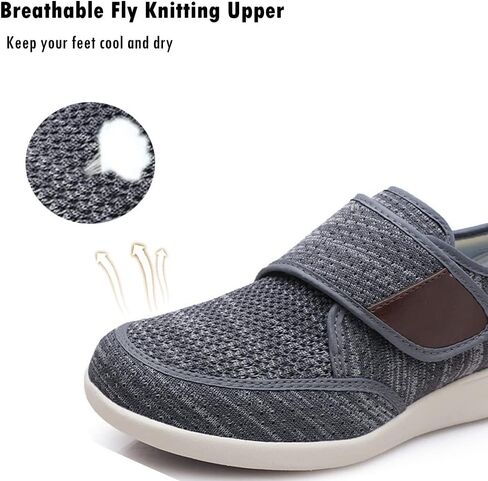 GSFY Diabetic Men Edema Shoes with Adjustable Closure Non Slip Lightweight Walking Shoes for Elderly Swollen Feet Indoor/Outdoor in Kuwait