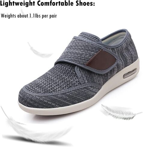 GSFY Diabetic Men Edema Shoes with Adjustable Closure Non Slip Lightweight Walking Shoes for Elderly Swollen Feet Indoor/Outdoor in Kuwait