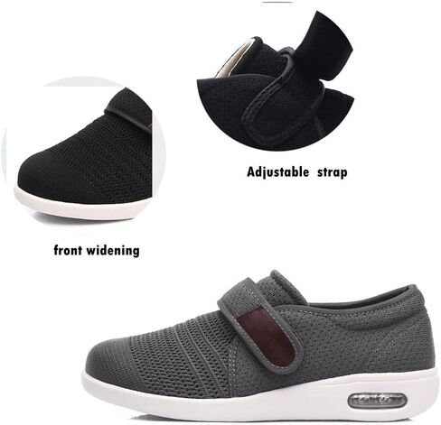 GSFY Diabetic Men Edema Shoes with Adjustable Closure Non Slip Lightweight Walking Shoes for Elderly Swollen Feet Indoor/Outdoor in Kuwait