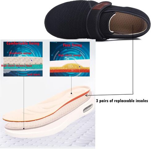 GSFY Diabetic Men Edema Shoes with Adjustable Closure Non Slip Lightweight Walking Shoes for Elderly Swollen Feet Indoor/Outdoor in Kuwait