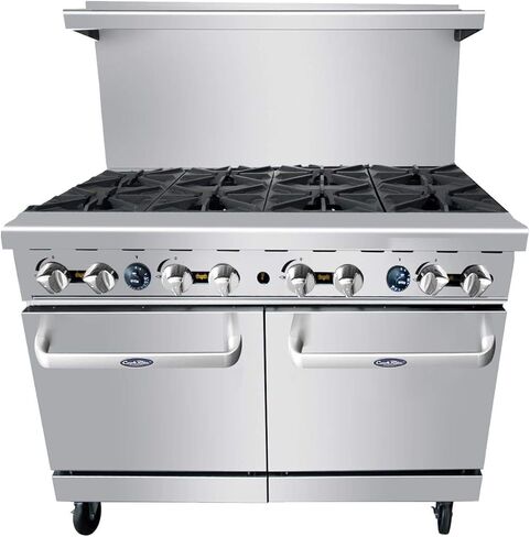 Stainless Steel, Commercial Kitchen, Durable, Open Burners 48" Gas Ranges with Oven (8 Burners) in Saudi Arabia