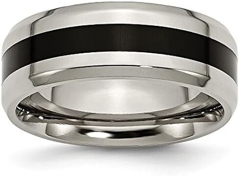 Solid Titanium Black Enameled 8mm Men's Wedding Band Ring Comfort-Fit in Saudi Arabia