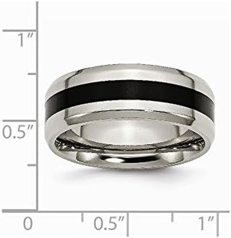 Solid Titanium Black Enameled 8mm Men's Wedding Band Ring Comfort-Fit in Saudi Arabia
