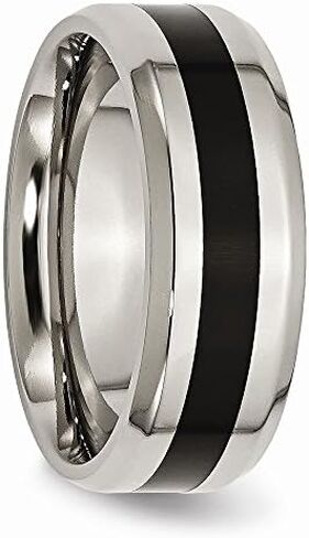 Solid Titanium Black Enameled 8mm Men's Wedding Band Ring Comfort-Fit in Saudi Arabia