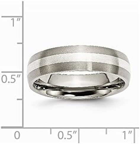 Sonia Jewels Titanium 925 Sterling Silver-Inlay 6mm Matte Brushed Finish Wedding Band Ring in Saudi Arabia