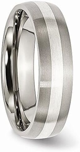 Sonia Jewels Titanium 925 Sterling Silver-Inlay 6mm Matte Brushed Finish Wedding Band Ring in Saudi Arabia