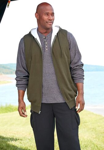 Boulder Creek by KingSize Men's Big & Tall Tall Thermal-Lined Fleece Vest in Kuwait
