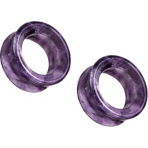Pierced Owl - Natural Amethyst Stone Double Flared Saddle Tunnels, Sold as a Pair in Saudi Arabia