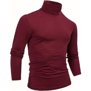 THWEI Mens Long Sleeve Turtleneck for Men Slim Fit Black Mock Turtleneck Pullover Sweater