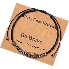 COLORFUL BLING 1Pc Morse Code Bracelets Funny Dainty Silk Beaded Wrap Friendship Bracelet Love Inspirational Encouragement Jewelry for Unisex