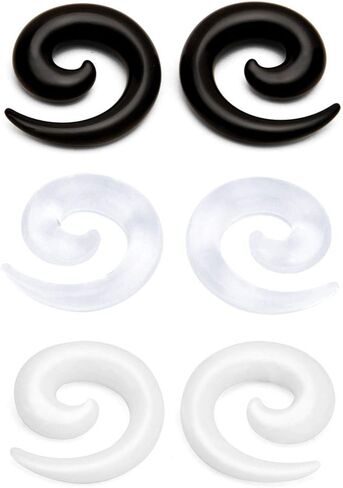 Briana Williams 3 Pairs 14G-12mm Acrylic Spiral Snail Ear Tapers Plugs Lobe Ear Expander Stretching Earlobe Piercing Jewelry in Kuwait
