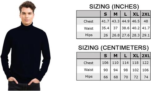 Citizen Cashmere Men Turtleneck Sweater - 100% Cashmere Long Sleeve in Kuwait