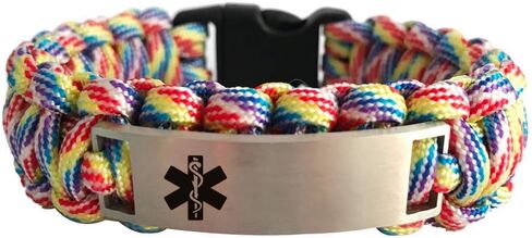 LF Stainless Steel Personalized ICE Medical Alert Outdoor Rope Paracord Survival Medic ID Bracelet Sos Emergency Cuff Bracelets for Adult Hiking Camping Hunting Activities,Free Engraving Customized in Kuwait