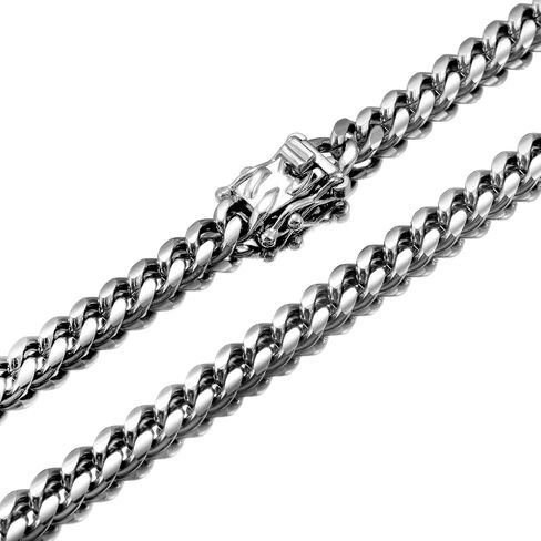 Jewelry Kingdom 1 Mens Necklace or Bracelet, 6MM Silver Cuban Link Chain for Men's Jewelry, Miami Chain Necklace for Women, High Polished 316L Stainless Steel(Length of 7-30inches) in Saudi Arabia