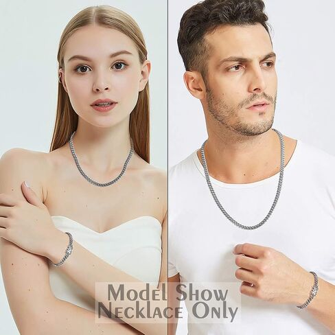 Jewelry Kingdom 1 Mens Necklace or Bracelet, 6MM Silver Cuban Link Chain for Men's Jewelry, Miami Chain Necklace for Women, High Polished 316L Stainless Steel(Length of 7-30inches) in Saudi Arabia