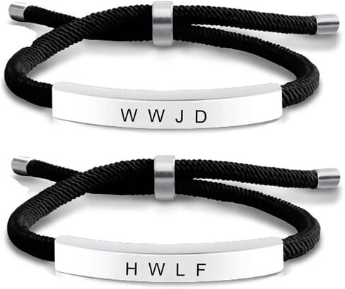 ZKXXJ Personalized WWJD HWLF Bracelet for Him Her Stainless Steel Adjusted Cord What Would Jesus Do He Would Love First Bracelets Inspirational Religious Reminder Jewerly Gift for Men Women in Saudi Arabia