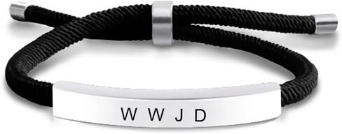 ZKXXJ Personalized WWJD HWLF Bracelet for Him Her Stainless Steel Adjusted Cord What Would Jesus Do He Would Love First Bracelets Inspirational Religious Reminder Jewerly Gift for Men Women in Saudi Arabia
