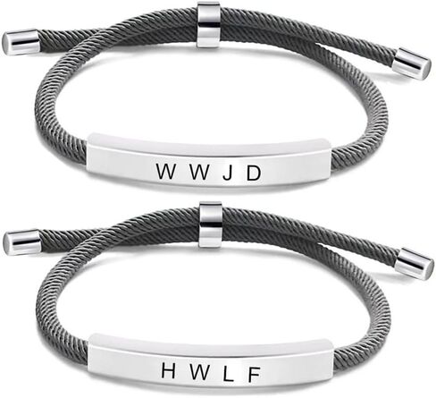 ZKXXJ Personalized WWJD HWLF Bracelet for Him Her Stainless Steel Adjusted Cord What Would Jesus Do He Would Love First Bracelets Inspirational Religious Reminder Jewerly Gift for Men Women in Saudi Arabia