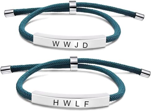 ZKXXJ Personalized WWJD HWLF Bracelet for Him Her Stainless Steel Adjusted Cord What Would Jesus Do He Would Love First Bracelets Inspirational Religious Reminder Jewerly Gift for Men Women in Saudi Arabia