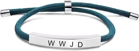 ZKXXJ Personalized WWJD HWLF Bracelet for Him Her Stainless Steel Adjusted Cord What Would Jesus Do He Would Love First Bracelets Inspirational Religious Reminder Jewerly Gift for Men Women in Saudi Arabia
