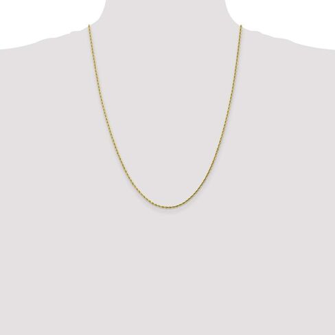 Solid 10k Yellow Gold 2.00mm Diamond-Cut Rope Chain Necklace - with Secure Lobster Lock Clasp in Saudi Arabia