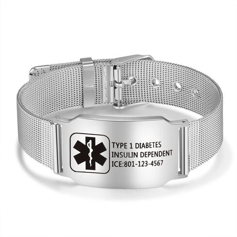 Personalized Medical Alert ID Bracelets for Men Women Custom Adjustable Men Women Medical ID Bracelets Black Silver Life Alert ID Bracelets for Women Men in Saudi Arabia