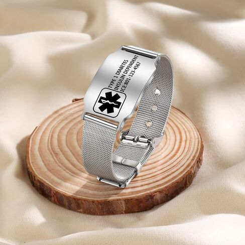 Personalized Medical Alert ID Bracelets for Men Women Custom Adjustable Men Women Medical ID Bracelets Black Silver Life Alert ID Bracelets for Women Men in Saudi Arabia