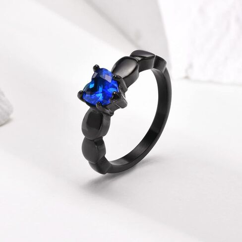 Shineyou 2 PCS Matching Couples Rings Personalized Promise Rings for Couples Custom His and Hers Black Blue Ring Set of 2 Titanium Steel Wedding Bands Anniversary Rings for Men Women in Saudi Arabia