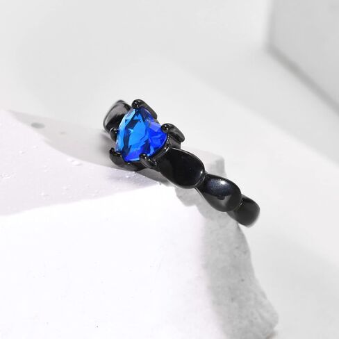 Shineyou 2 PCS Matching Couples Rings Personalized Promise Rings for Couples Custom His and Hers Black Blue Ring Set of 2 Titanium Steel Wedding Bands Anniversary Rings for Men Women in Saudi Arabia