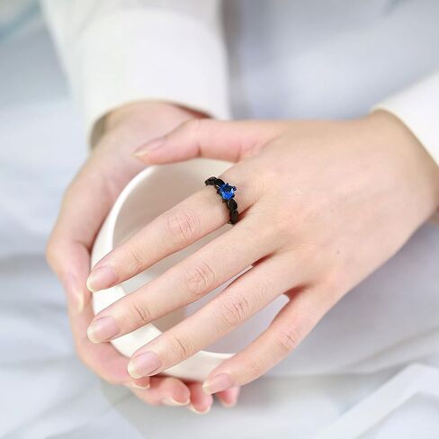 Shineyou 2 PCS Matching Couples Rings Personalized Promise Rings for Couples Custom His and Hers Black Blue Ring Set of 2 Titanium Steel Wedding Bands Anniversary Rings for Men Women in Saudi Arabia