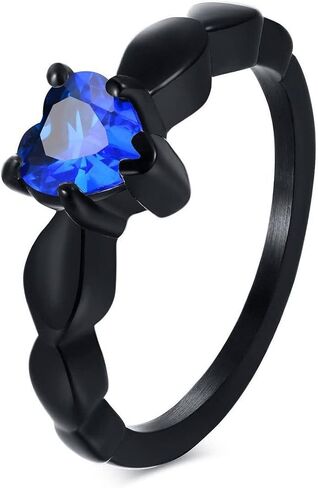 Shineyou 2 PCS Matching Couples Rings Personalized Promise Rings for Couples Custom His and Hers Black Blue Ring Set of 2 Titanium Steel Wedding Bands Anniversary Rings for Men Women in Saudi Arabia