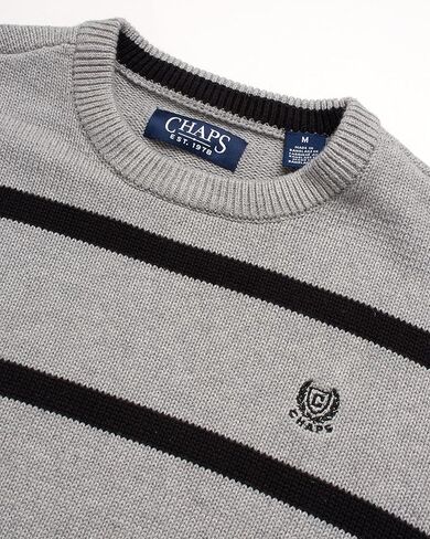Chaps Men's Sweater - Midweight Classic Fit Cotton Crewneck Striped Pullover Sweater for Men (S-2XL) in Kuwait