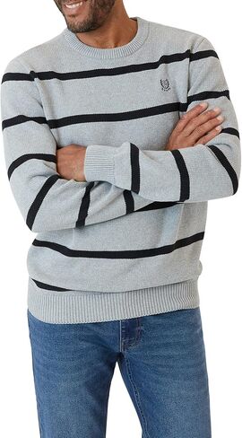 Chaps Men's Sweater - Midweight Classic Fit Cotton Crewneck Striped Pullover Sweater for Men (S-2XL) in Kuwait