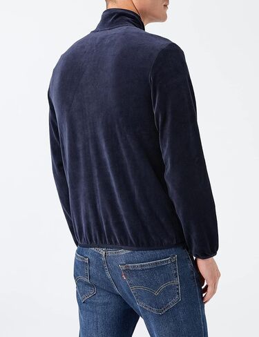 Emporio Armani Men's Ribbed Chenille Embroidered Eagle Logo Zip Up Sweater in Saudi Arabia