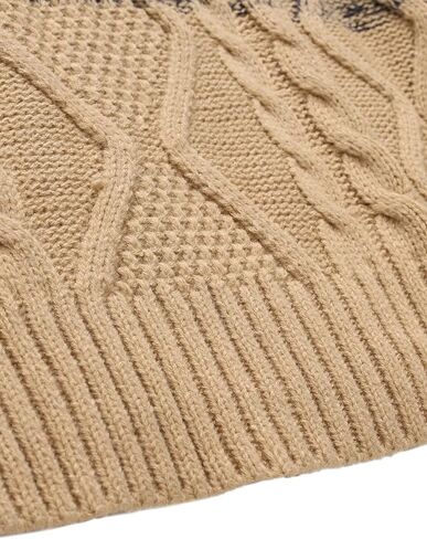 Floerns Men's Casual Color Block Long Sleeve Cable Knit Pullover Sweater in Kuwait