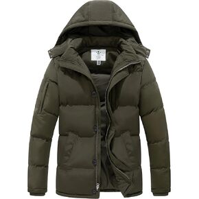 WenVen Men's Warm Puffer Jacket Thicken Padded Winter Coat with Detachable Hood in Kuwait