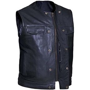 Unik International Mens Premium SOA Style Collarless Leather Club Vest in Saudi Arabia