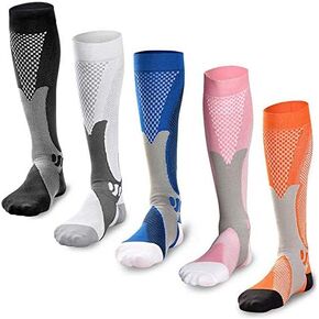 5 Pairs Compression Socks for Men Women 20-30 mmHg for Running Nurses Flight Pregnancy Christmas Gift in Saudi Arabia