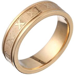 4EAELove Customize Hand Made Stainless Steel Couples Ring Roman Numerals Ring Titanium Engraved Promise Rings