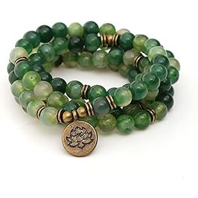 108 Mala Bracelet & Necklace for Women Men 8mm Onyx Stone Beads Lotus OM Buddha Yoga Prayer Multi-Layer Winding Lucky Bracelet in Kuwait