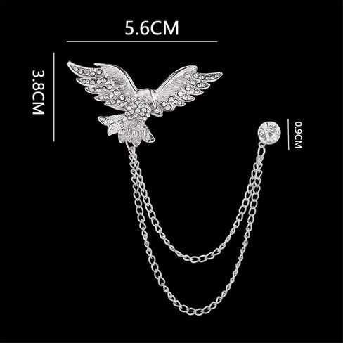3PCS Animal Eagle Brooch Lapel Pin Chain for Men Retro Eagle Bird Angel Wings Tassel Chain Brooch Collar Pins. Rhinestone Metal Feather Lapel Pin Suit Coat Breastpin for Women Men's Accessories in Kuwait