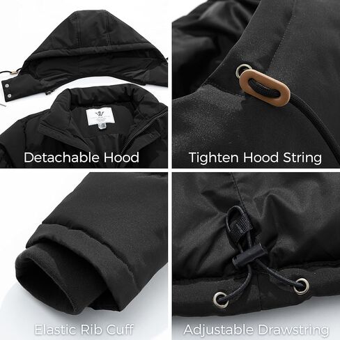 WenVen Men's Warm Puffer Jacket Thicken Padded Winter Coat with Detachable Hood in Saudi Arabia