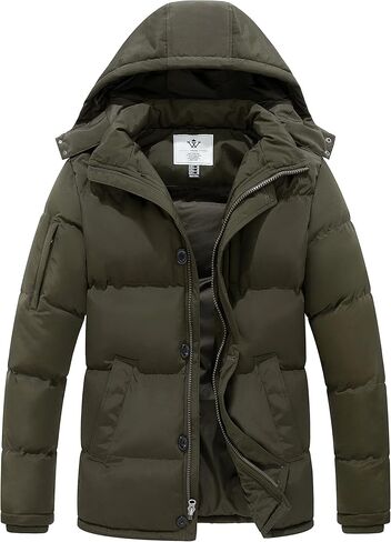 WenVen Men's Warm Puffer Jacket Thicken Padded Winter Coat with Detachable Hood in Kuwait