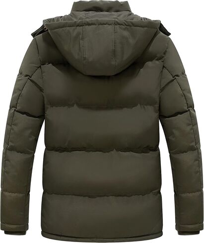 WenVen Men's Warm Puffer Jacket Thicken Padded Winter Coat with Detachable Hood in Kuwait